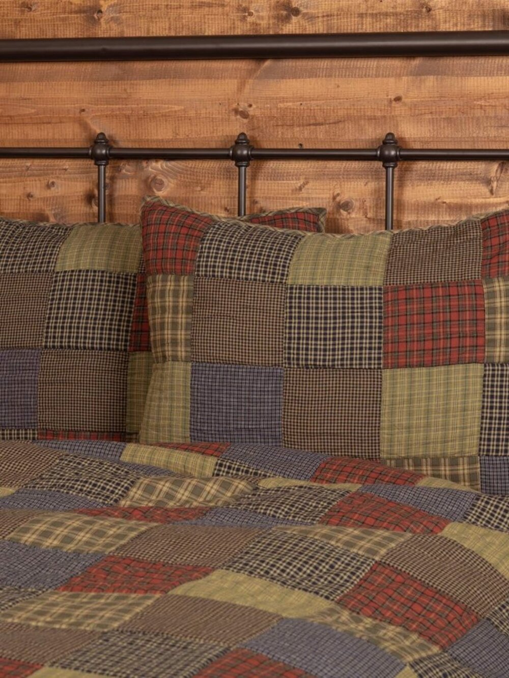Rustic Bedding Ridge Cotton Patchwork Sham, Cedar Green…